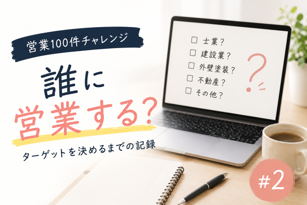 営業100件チャレンジで、営業先のターゲットを考えているブログ記事のアイキャッチ画像